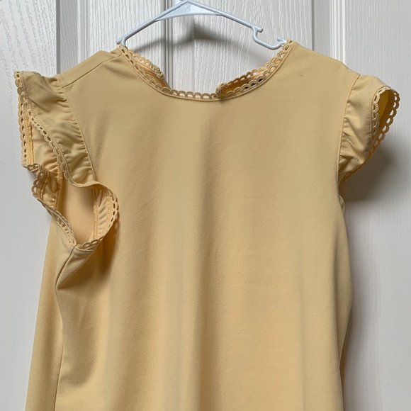 Ann Taylor Yellow Top, Large, Ruffled Sleeve - Picture 1 of 4